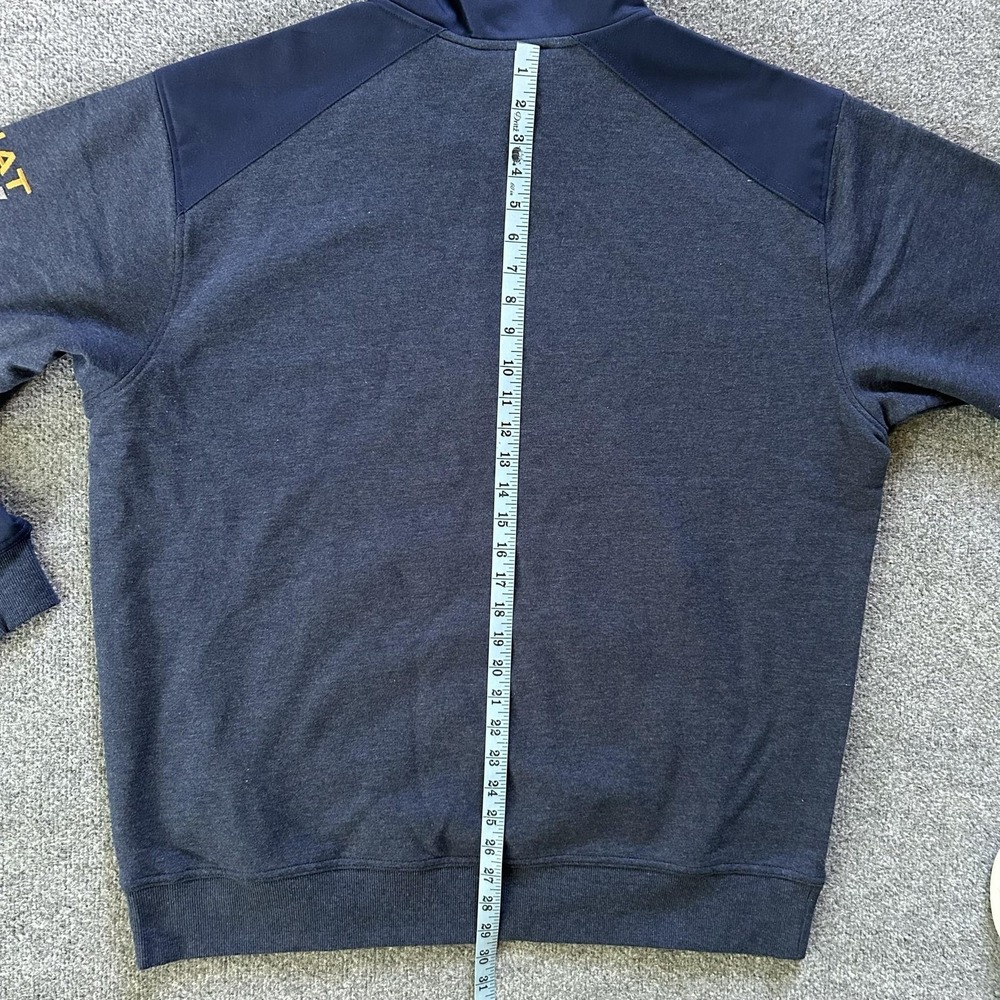 Ariat Jacket Mens XL Blue Rebar Workman 1/4 Zip Duracanvas Fleece Pullover - Picture 10 of 11